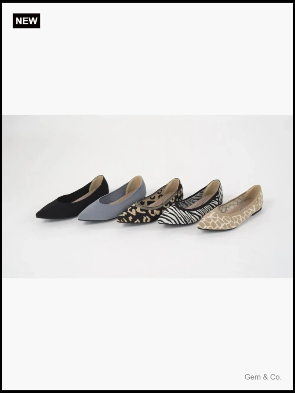 Women's Ballet Flats, Pointed Toe Knit Slip On Shoes for Walking